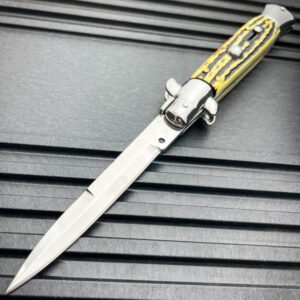 8,75" italiensk stiletto switch blade auto fickkniv-Gult handtag med vitt blad
