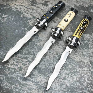 8.75 Inch Italian Stiletto Switch Kris Blade Fick Knife