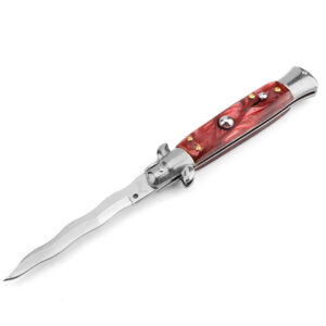 8.75 Inch Italian Stiletto Switch Kris Blade Fick Knife Red